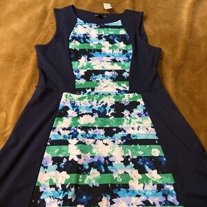 Covington new Navy Blue and floral sleeveless dress size XL
